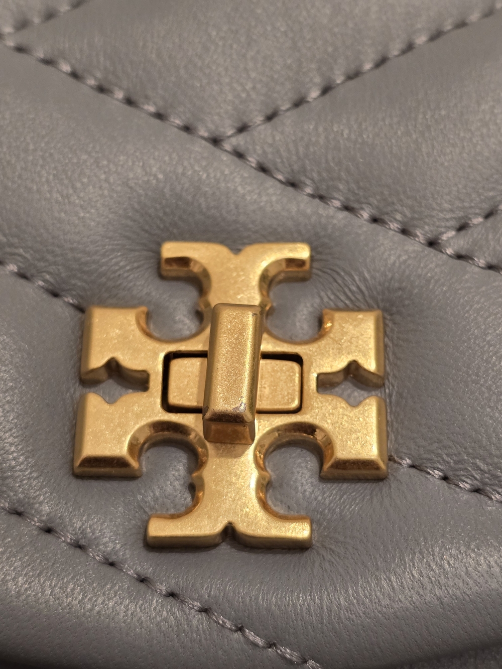 Tory Burch Quilted Chevron Leather Shoulder Bag - Light Gray Blue - Picture 8 of 13
